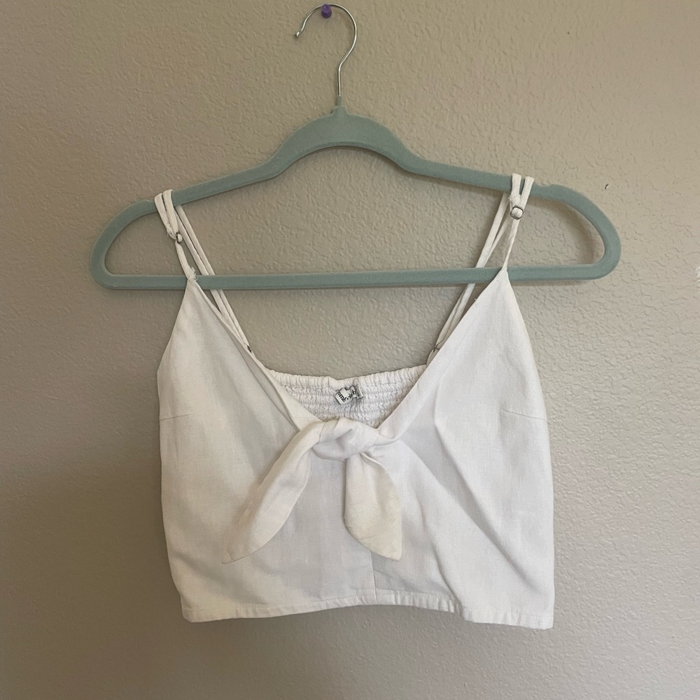 tie front linen crop top